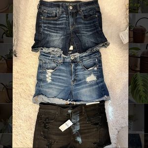 American Eagle shorts. Top pair is size 4 and the other 2 pairs are size 6.